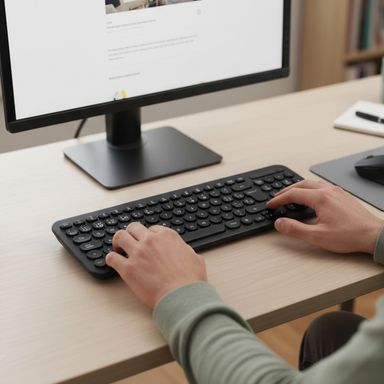 Teclado inalámbrico macaron sintético negro 38.3x13.2x3.3 cm -  Miniso
