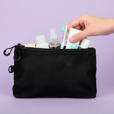 Neceser de viaje black & white textil negro 19x14x0.8 cm -  Miniso