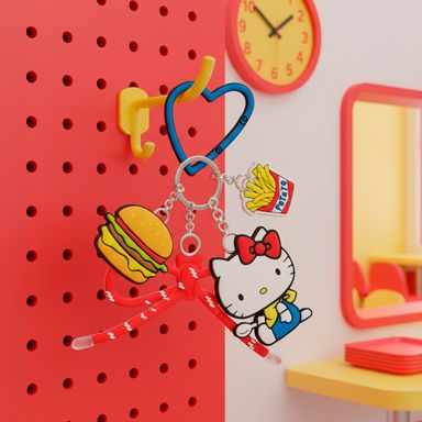 Llavero colgante hello kitty retro diner sintético hamburguesa y papas fritas -  Sanrio