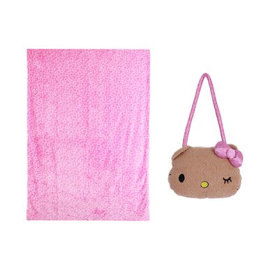 Manta & cojín 2 en 1 hello kitty leopard print felpa rosa 35x30 cm, 140x100 cm -  Sanrio