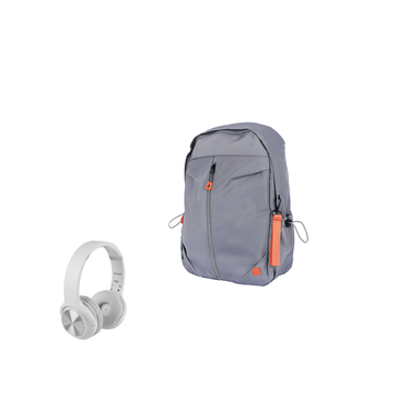 Mochila de moda de 15L gris y Audífonos de vincha inalámbrico cd patterned modelo tm-053 blanco