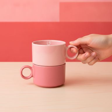 Taza apilable serie colorful stripes 300ml rosa -  Miniso