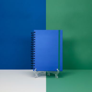Cuaderno a5 con espiral y banda 100 hojas colección colorful stripe azul -  Miniso
