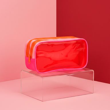 Cartuchera grande de 3 capas con rayas de colores colección colorful stripe rosa -  Miniso