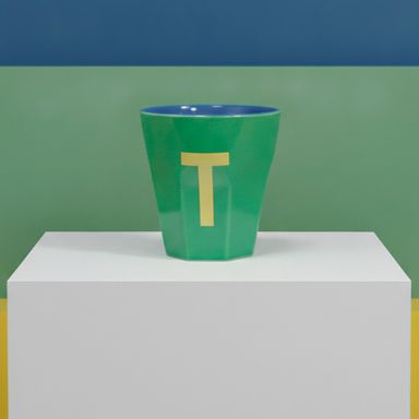Taza de cerámica con letras de alfabeto 260ml t verde y amarillo -  Miniso