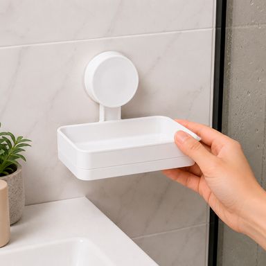 Accesorio para baño jabonera con drenaje para la pared blanco -  Miniso