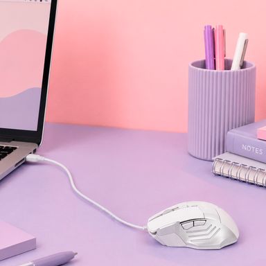 Mouse gaming tech series rainbow led mod swm666 blanco -  Miniso