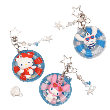 Llavero 3d de hello kitty y sus amigos jump in to summer sanrio con salvavidas transparente -  Sanrio Jump In To Summer