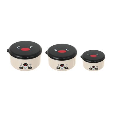 Set de tapers de alimentos de plástico beige 600 ml, 340 ml, 190 ml de 3 piezas pingu -  Pingu