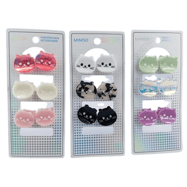 Set de pinzas para cabello miniso gatitos 6 pzas -  Miniso
