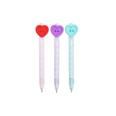 Set de lapiceros de plástico con botón de corazón serie big button 3 piezas 1 mm negro -  Miniso