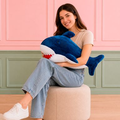 Peluche tiburón felpa azul 79x44 cm - Miniso