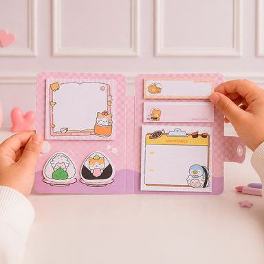 Bloc notas adhesivas con estuche mini family sushi 9x12 cm 6 piezas - Mini Family