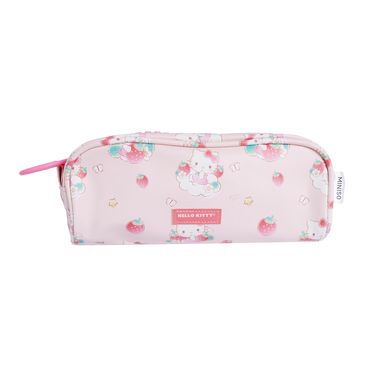Cartuchera hello kitty strawberry sintética rosa 21x7.5x10 cm - Sanrio
