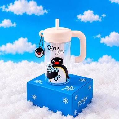 Tomatodo con tapa y asa plástico beige pingu - Pingu
