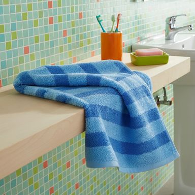 Toalla de baño miniso 100% algodón colección colorful stripe azul 110x70 cm - Miniso