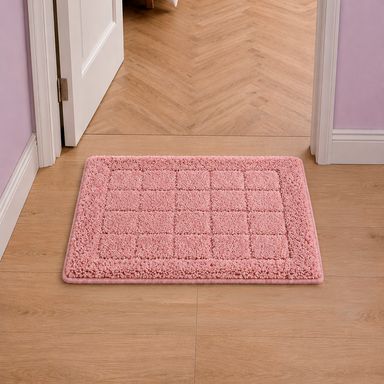 Tapete decorativo diseño cuadriculado 100% poliéster rosa 60x40 cm - Miniso