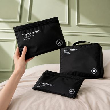 Neceser de viaje juego de bolsas de almacenamiento colección blanco y negro 2 0 3 piezas a - Miniso