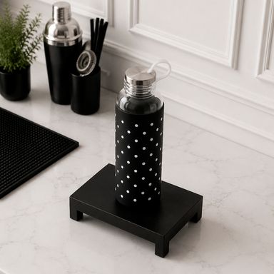 Cilindro de vidrio en borosilicato 490ml colección blanco y negro 2 0 lunares blancos - Miniso
