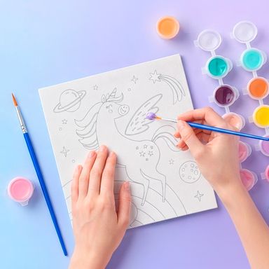 Set para jugar cuadro para colorear con marco unicornio -  Miniso