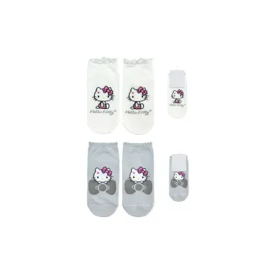 Medias para mujer serie hello kitty sanrio y3k gris y blanco - Sanrio